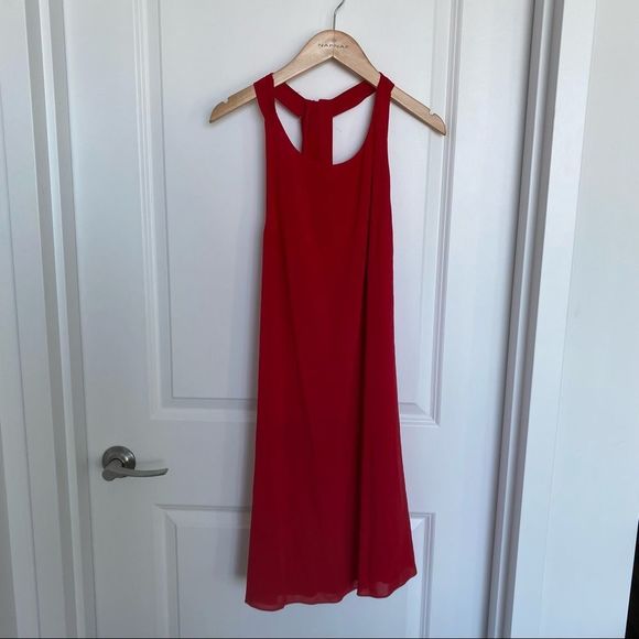 Alice + Olivia Red Mini Silk Dress Racerback - Picture 4 of 7